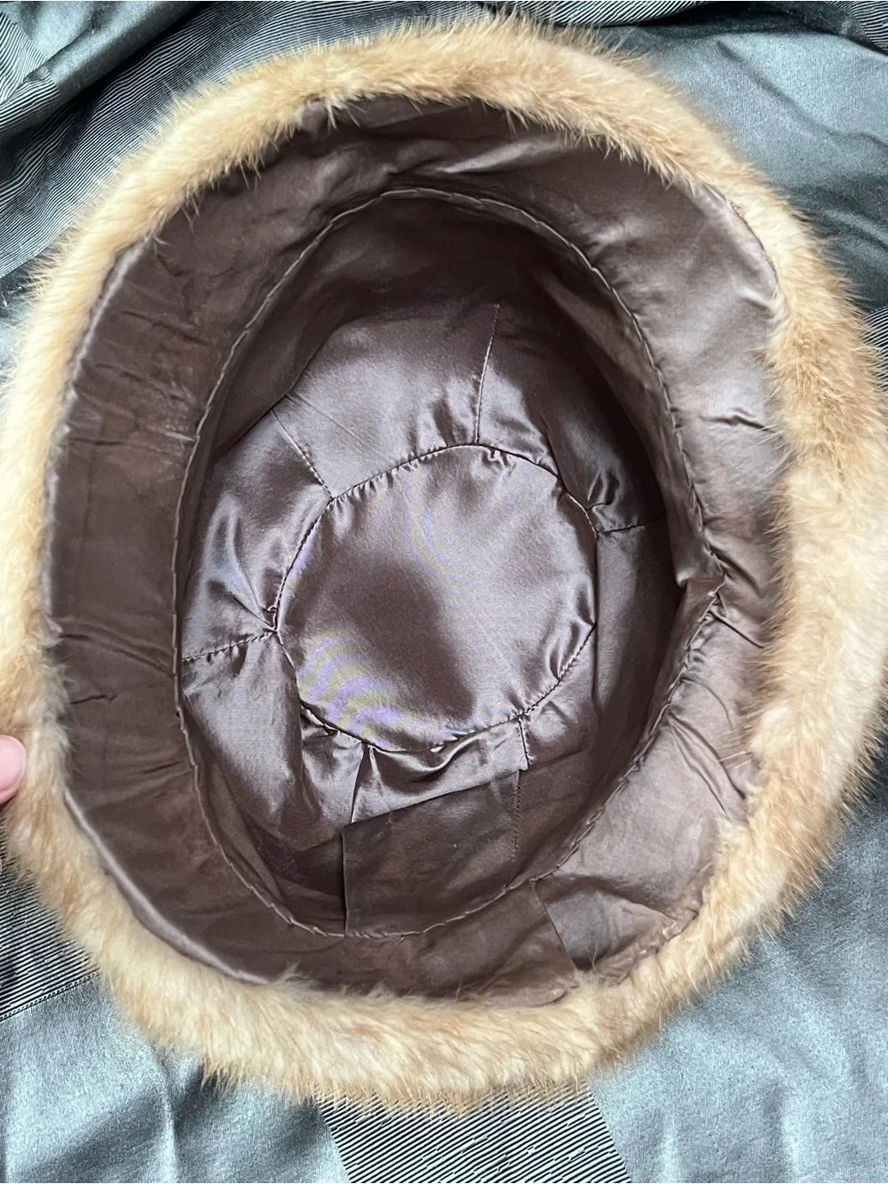 Women's Blonde Mink Fur Cloche Hat with Bow